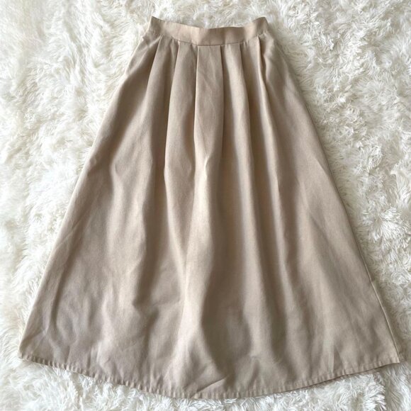 Cology Long Flare A-line Skirt Cream - Picture 1 of 4
